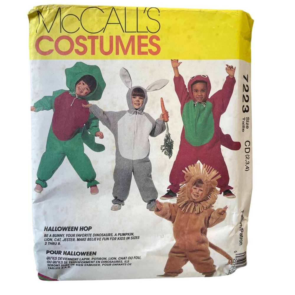 McCalls Halloween Costume Sewing Pattern 7223 For Kids Sizes 2-4